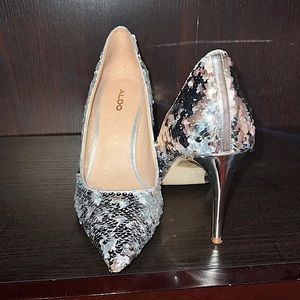 ALDO Sliver Sparkled High Heels